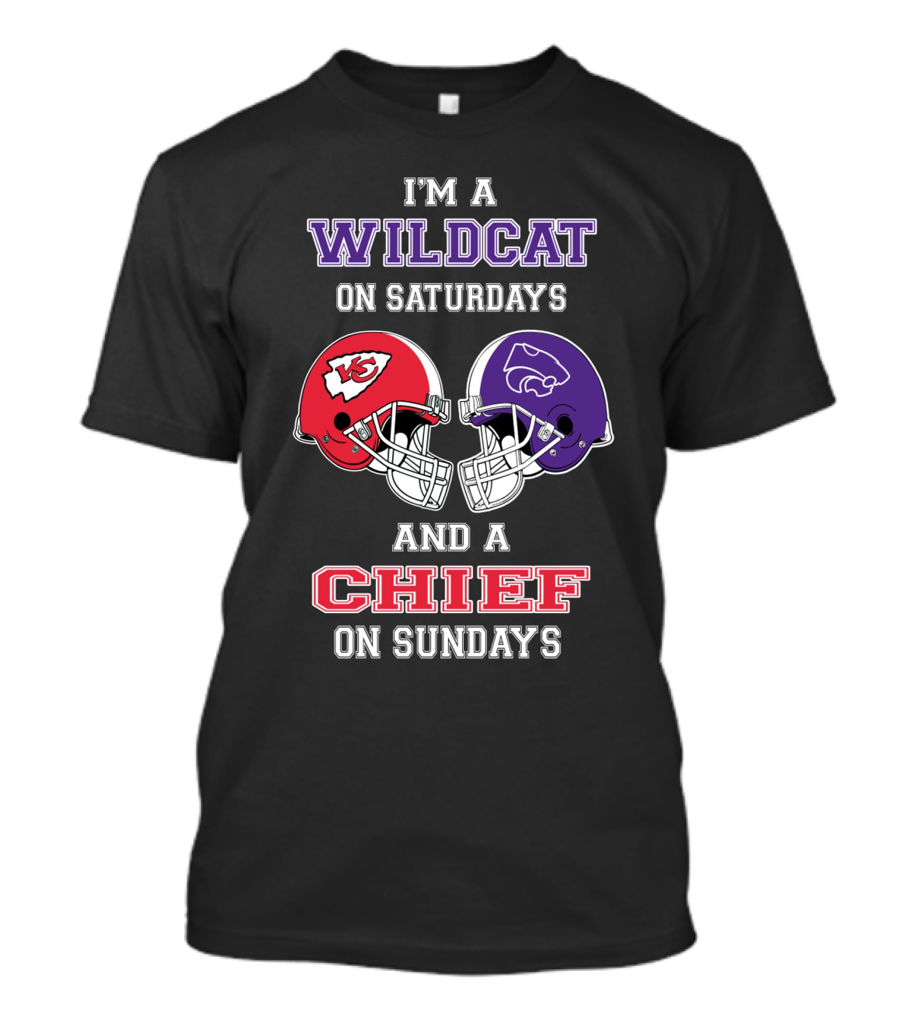I'm A Wildcat On Saturdays Kansas City Chief On Sundays Football Fan Gear T-Shirt