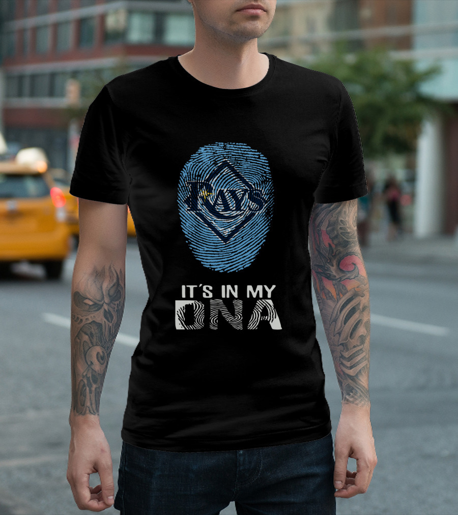 Rays It's In My DNA Fingerprint Pattern Blue T-Shirt