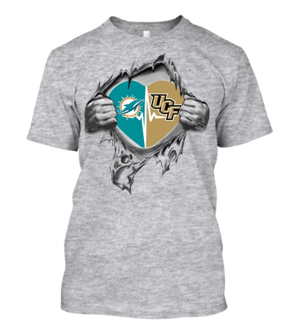 Dolphins Ucf Heart Torn Open By Strong Hands T-Shirt