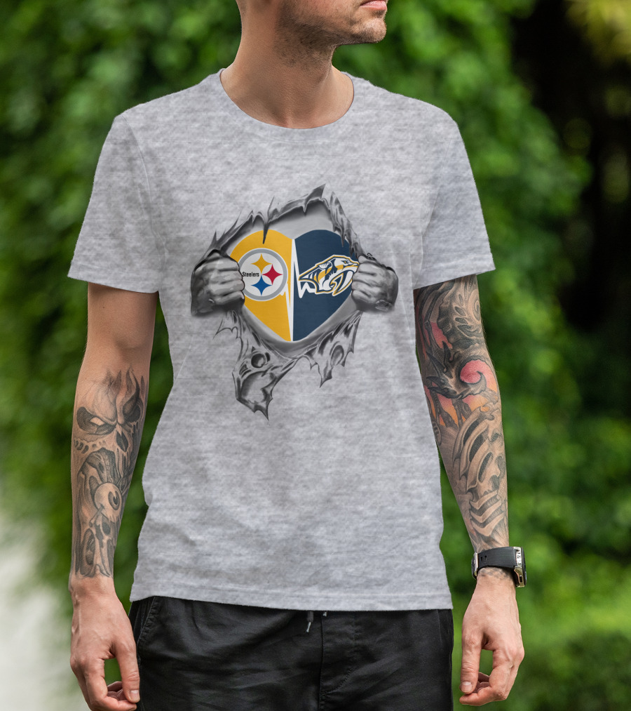 Steelers Predators Heart Passion Fan T-Shirt