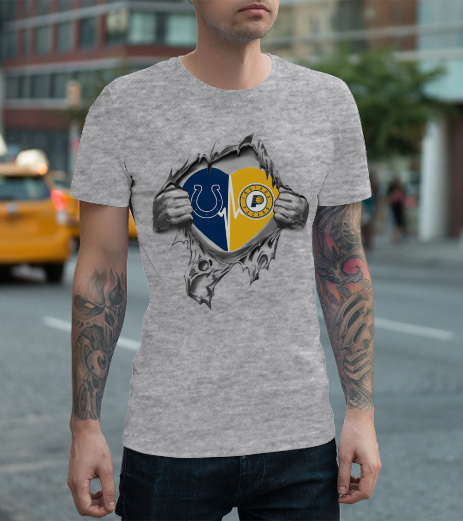 Colts Pacers Heartbeat Passion Fans Love Indiana Sports Teams T-Shirt