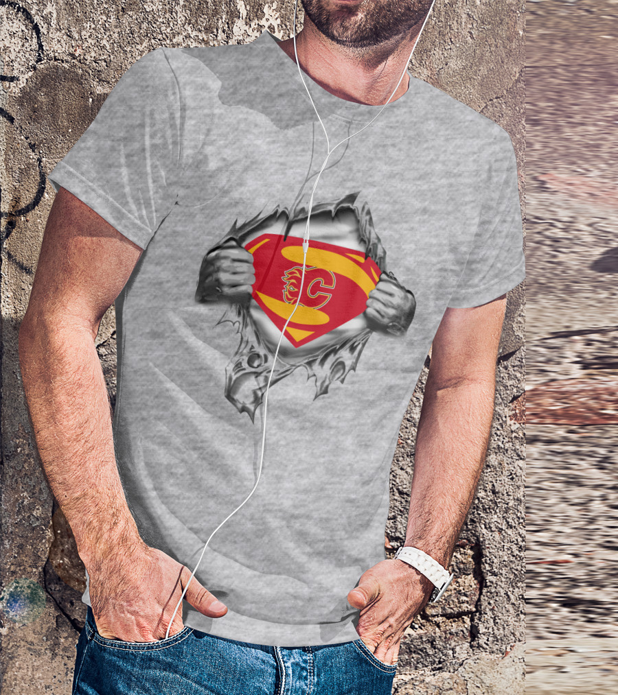 Calgary Flames Superman Logo Mashup T-Shirt