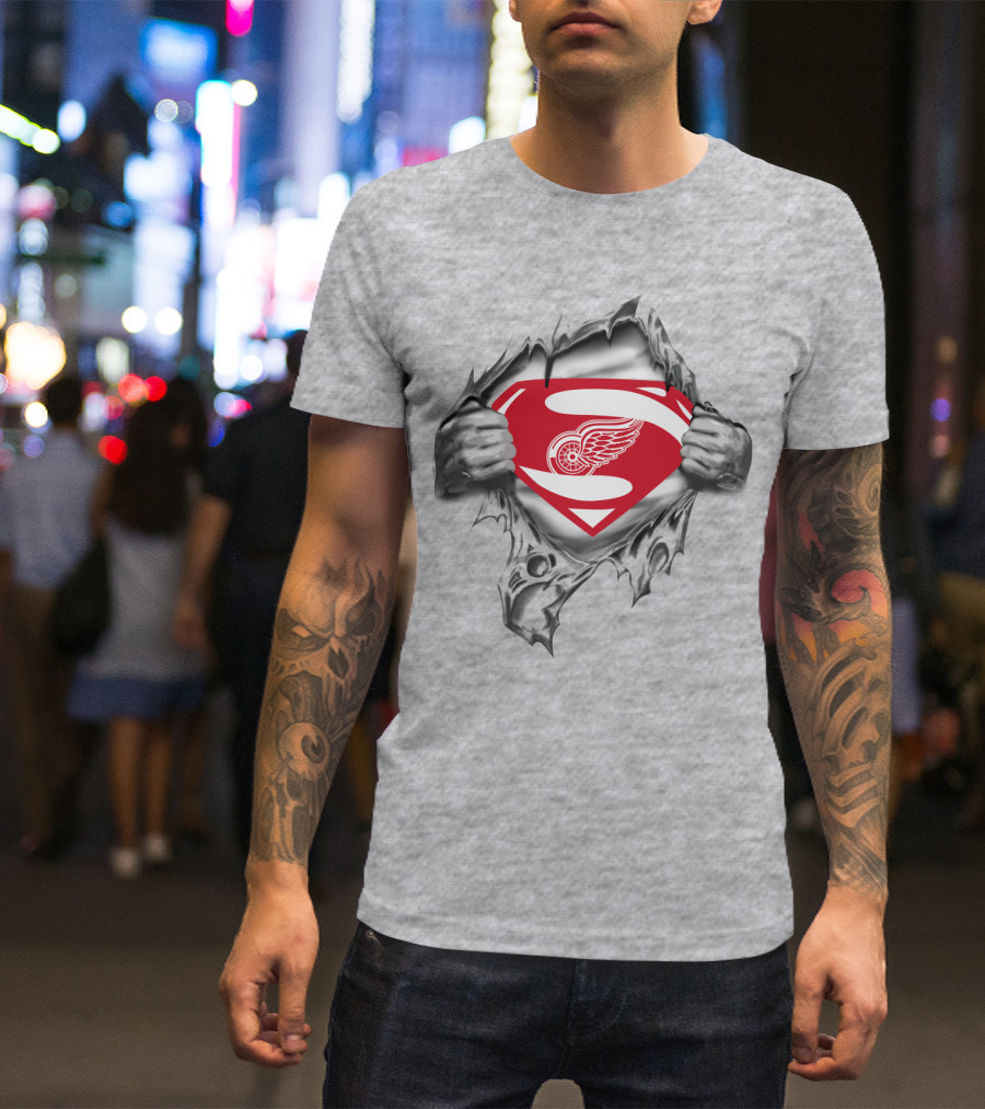 Detroit Red Wings Superman Logo Fusion T-Shirt