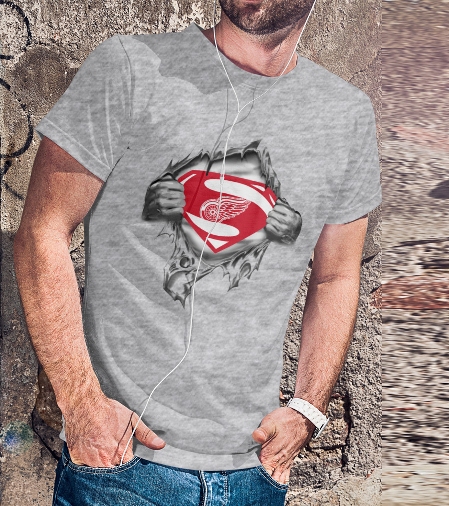 Detroit Red Wings Superman Logo Fusion T-Shirt