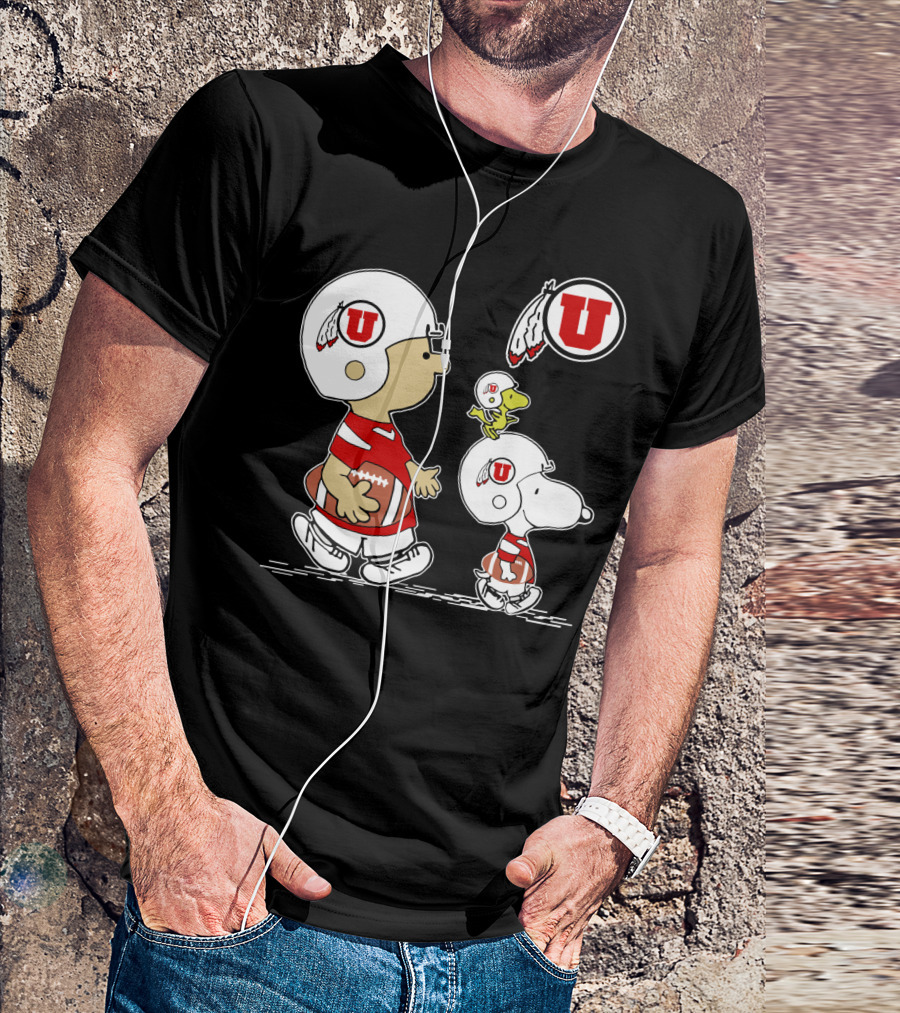 Utah Utes Football Snoopy And Woodstock Team Helmets T-Shirt
