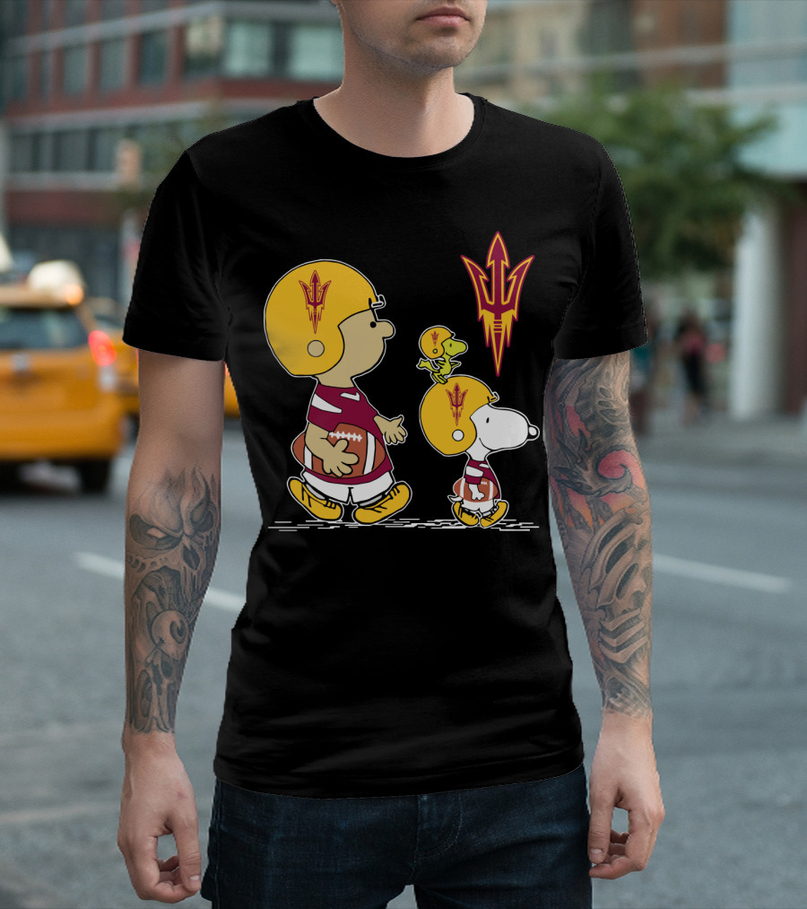 Arizona State Peanuts Football Trio Helmet T-Shirt
