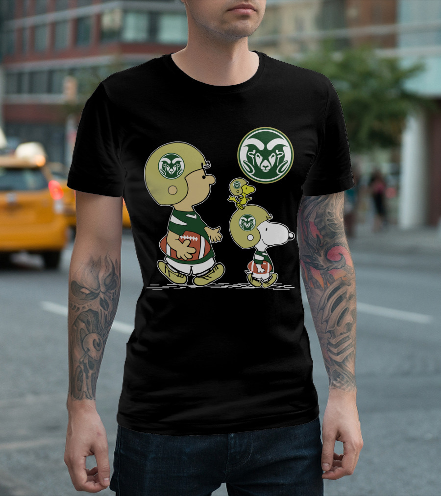 Colorado State Rams Snoopy And Woodstock Football Helmets T-Shirt