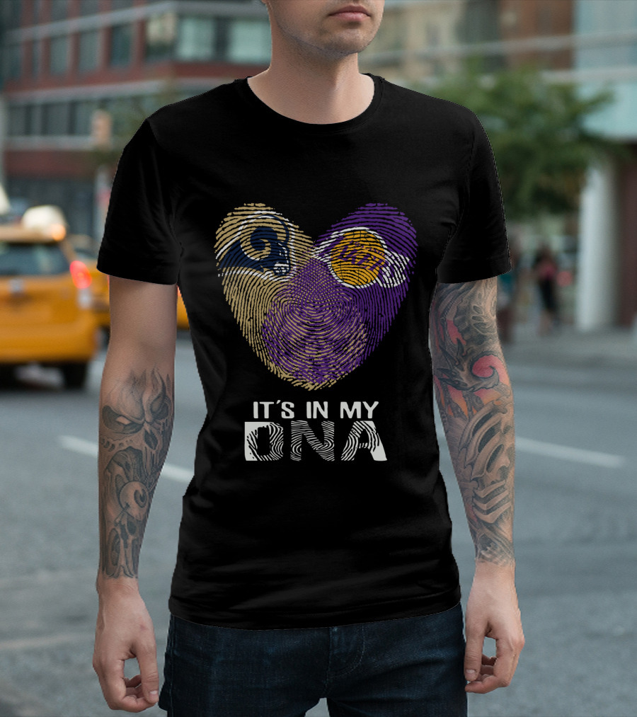Rams Lakers It's In My Dna Fingerprint Heart T-Shirt