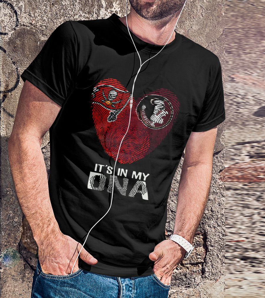 Buccaneers Seminoles It's In My Dna Fingerprint Heart T-Shirt