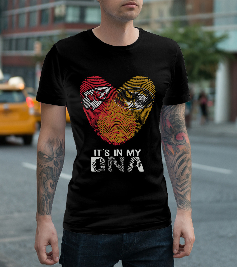 Chiefs Missouri Tigers It's In My Dna Fingerprint Heart T-Shirt