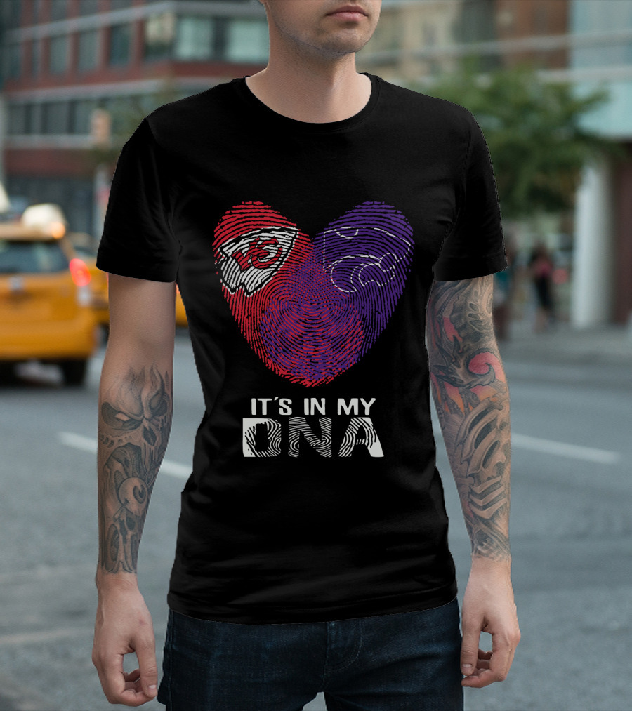 Chiefs Kansas State It's In My DNA Heart Fingerprint T-Shirt