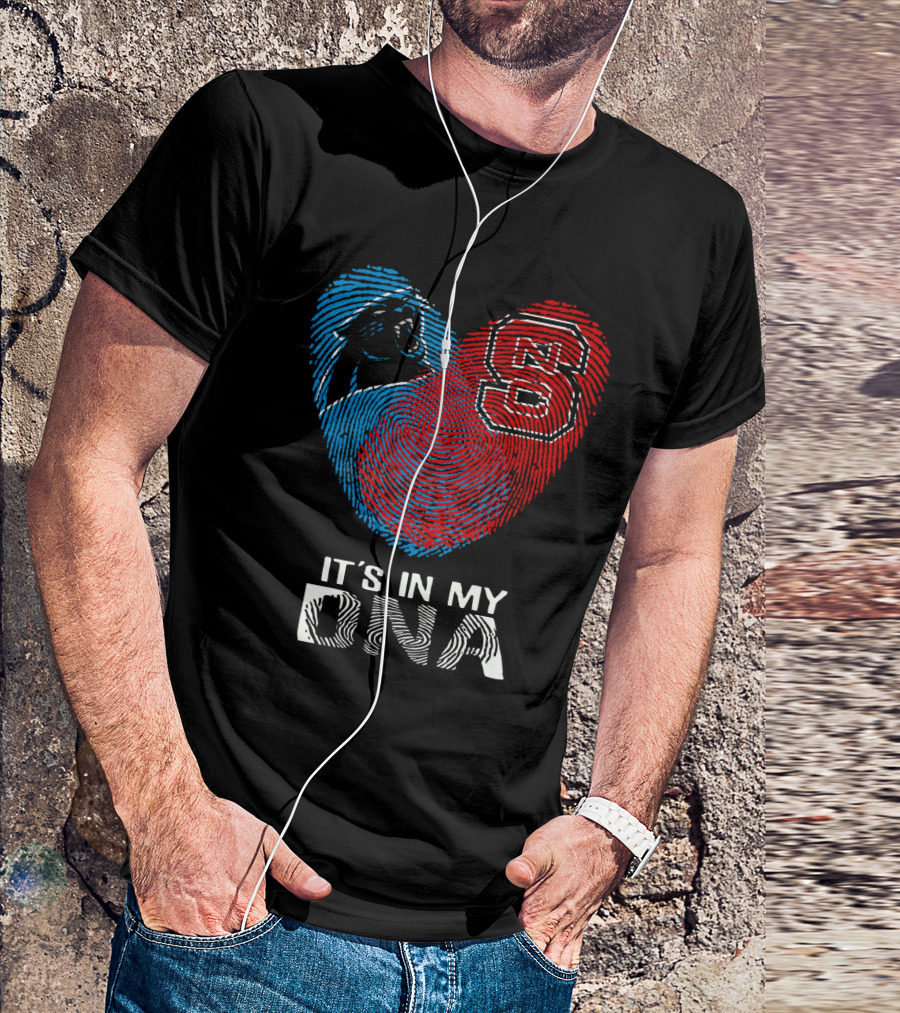Panthers NC State It's In My DNA Fingerprint Heart T-Shirt
