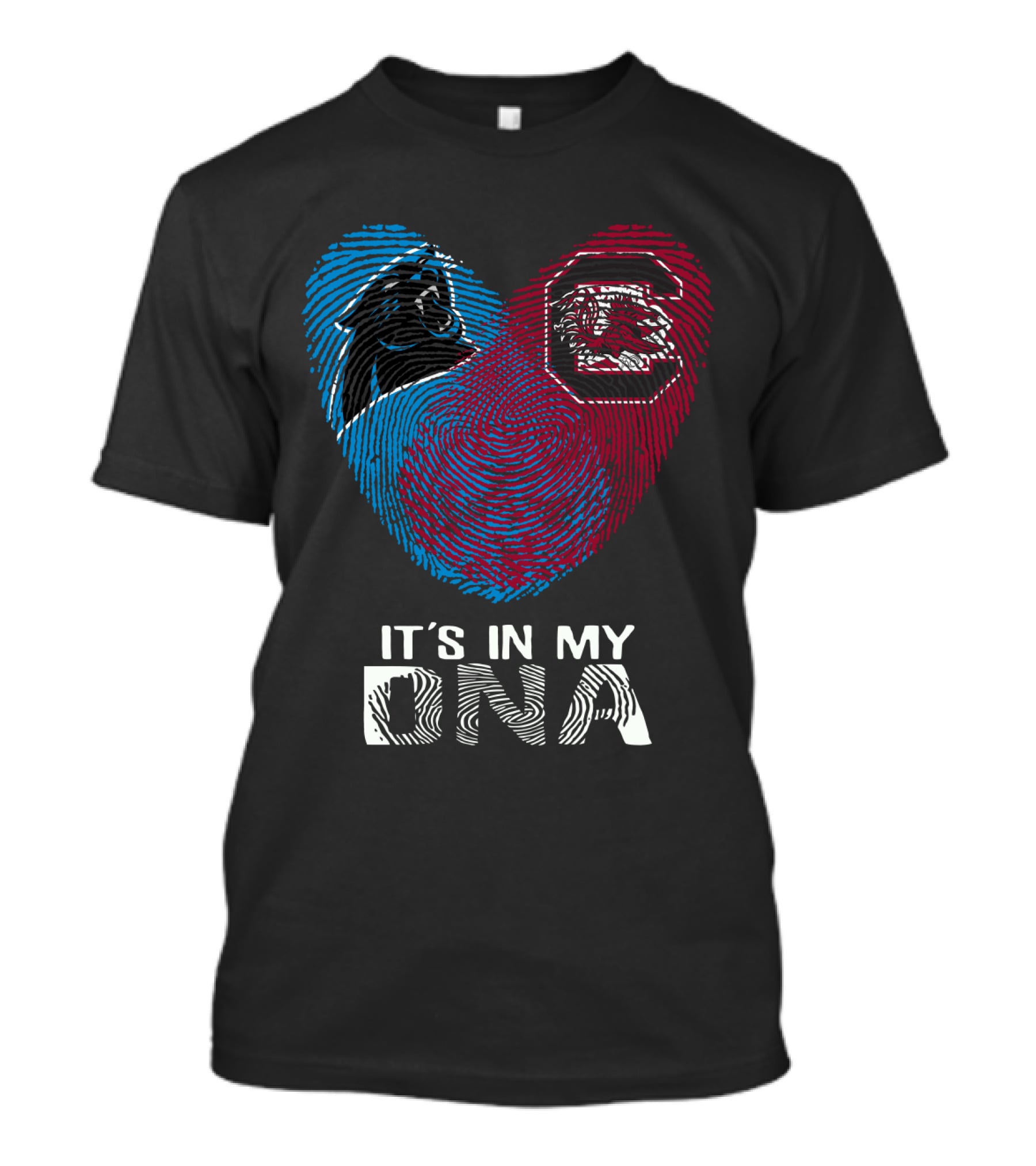 Panthers Gamecock It's In My DNA Fingerprint Heart T-Shirt