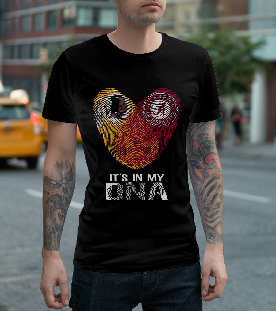 Redskins Crimson Tide It's In My Dna Fingerprint Heart T-Shirt