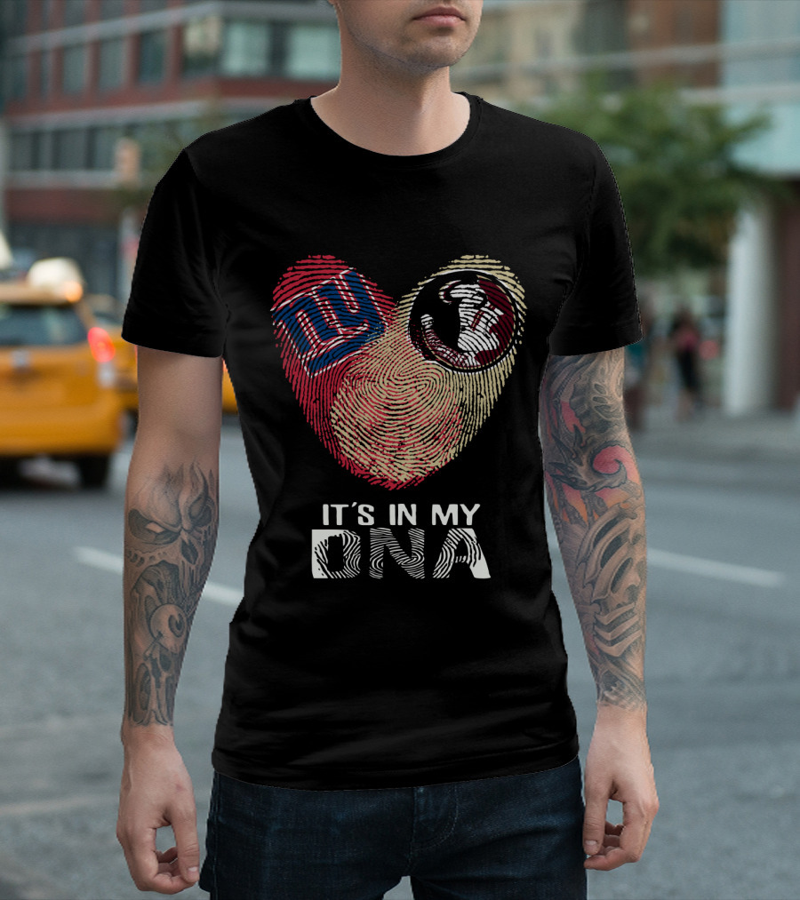 Giants Seminoles It's in My DNA Fingerprint Heart T-Shirt