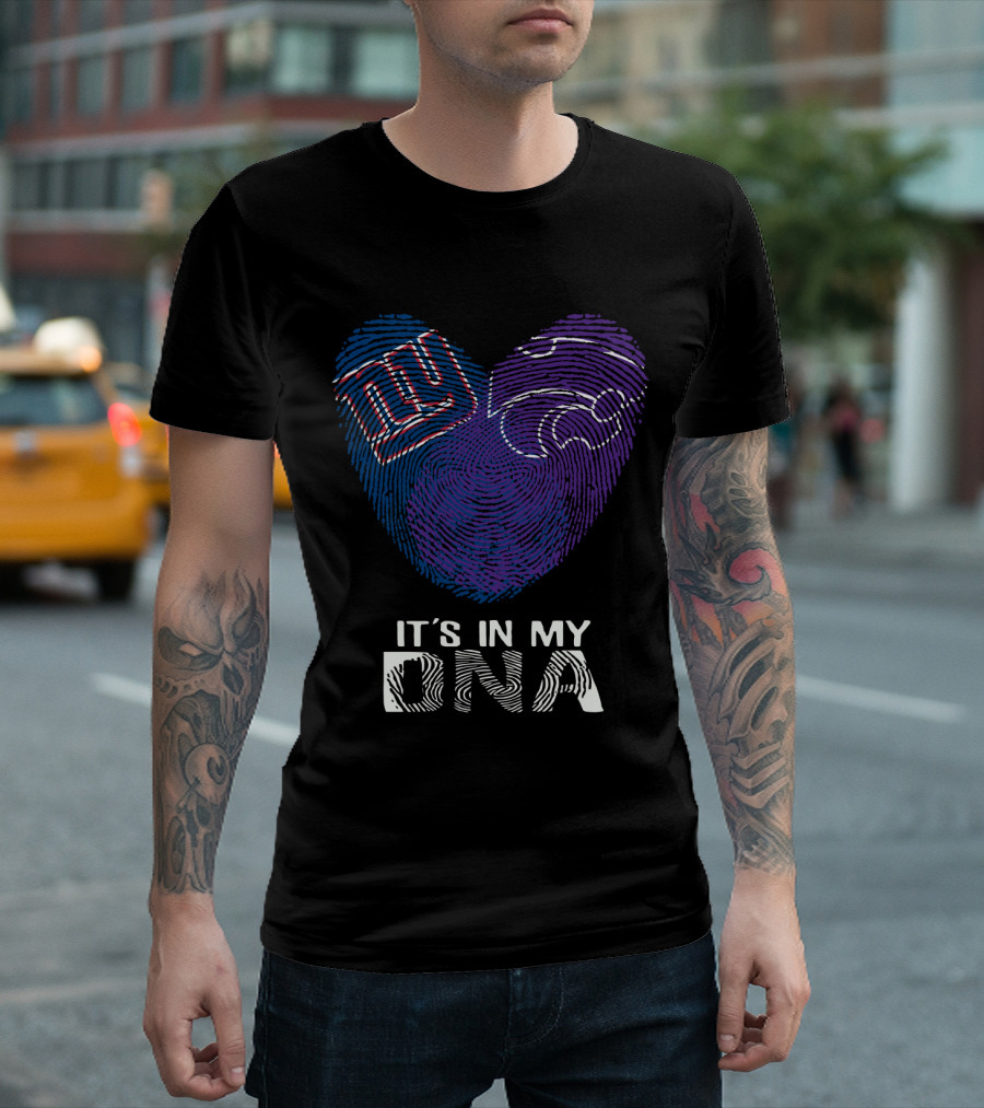 Giants Kansas St It's In My DNA Fingerprint Heart T-Shirt