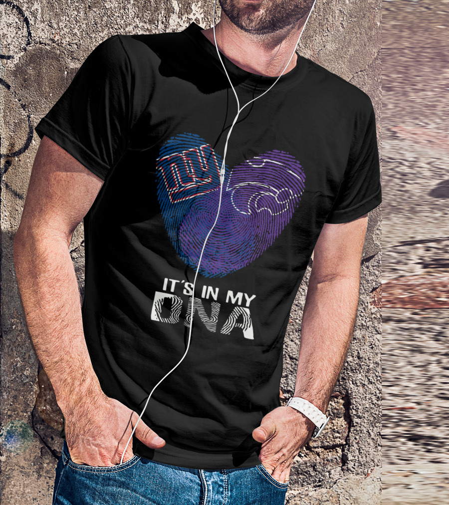 Giants Kansas St It's In My DNA Fingerprint Heart T-Shirt