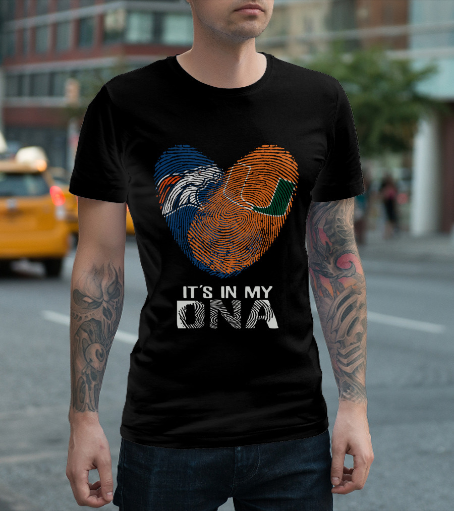 Broncos Hurricanes It's In My DNA Fingerprint Heart T-Shirt