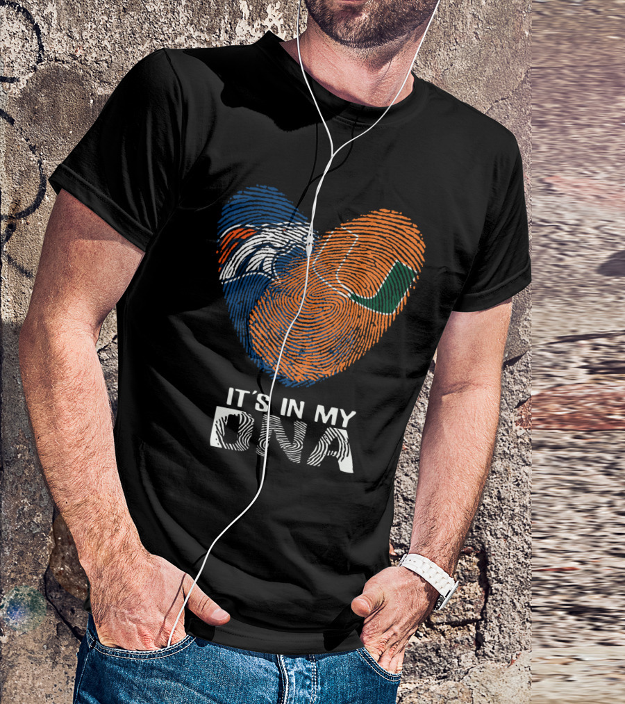 Broncos Hurricanes It's In My DNA Fingerprint Heart T-Shirt