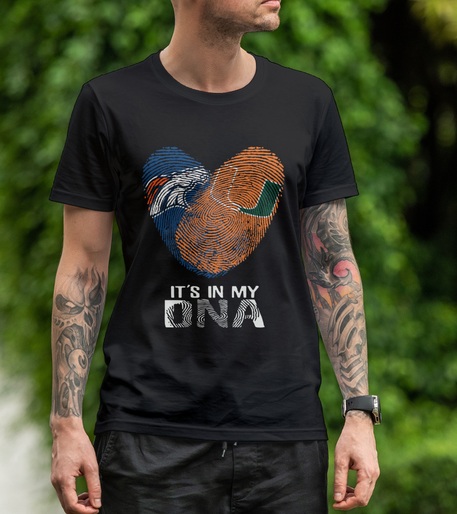 Broncos Hurricanes It's In My DNA Fingerprint Heart T-Shirt
