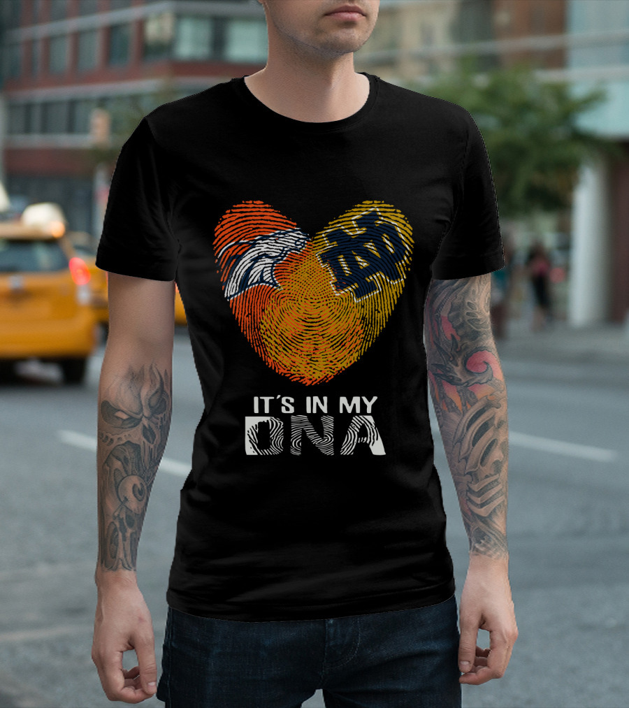 Broncos Notre Dame Fingerprint Heart It's In My DNA T-Shirt