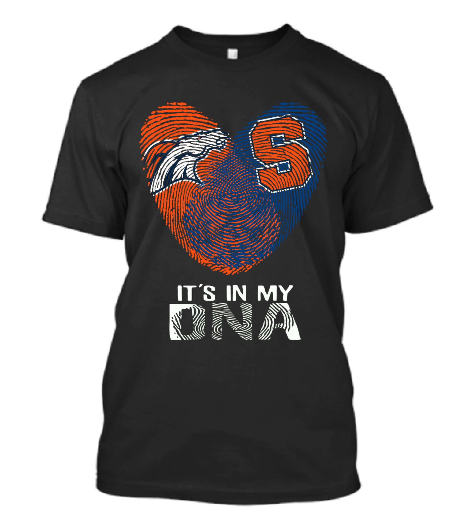 Broncos Syracuse Fingerprint Heart It's In My DNA T-Shirt