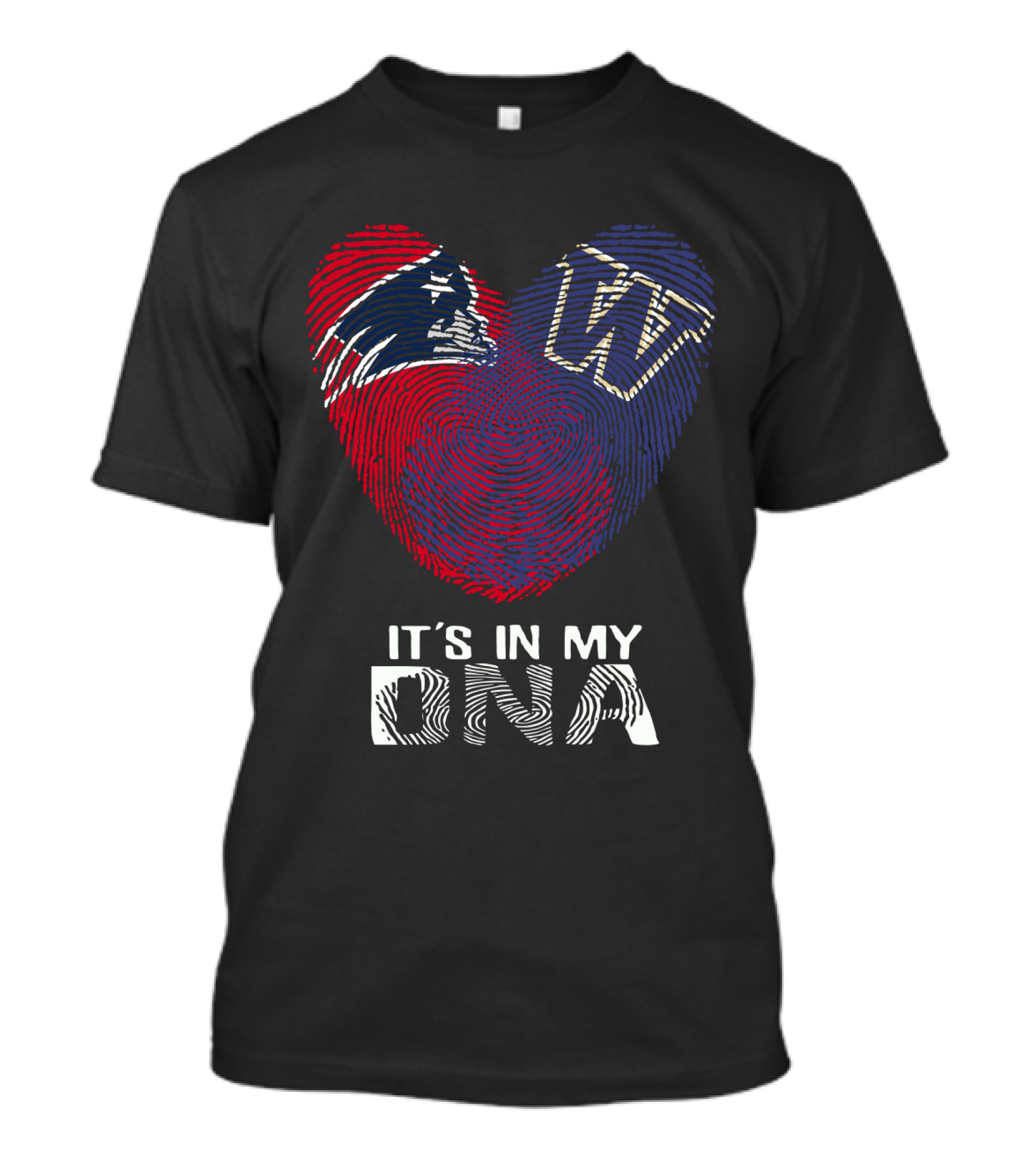 Patriots Huskies Fingerprint Heart It's In My DNA T-Shirt