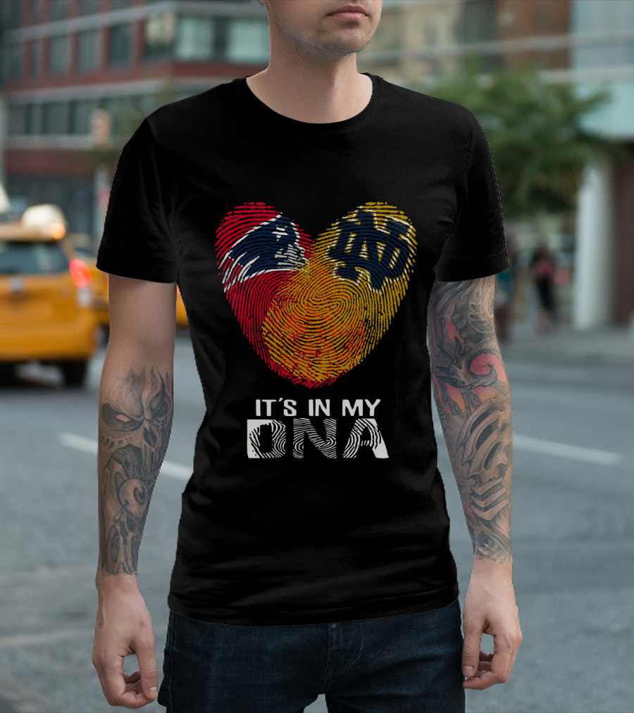 Patriots Notre Dame It's In My DNA Fingerprint Heart T-Shirt