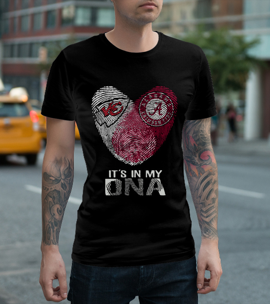Chiefs Alabama It's In My DNA Fingerprint Kansas City Crimson Tide Heart T-Shirt