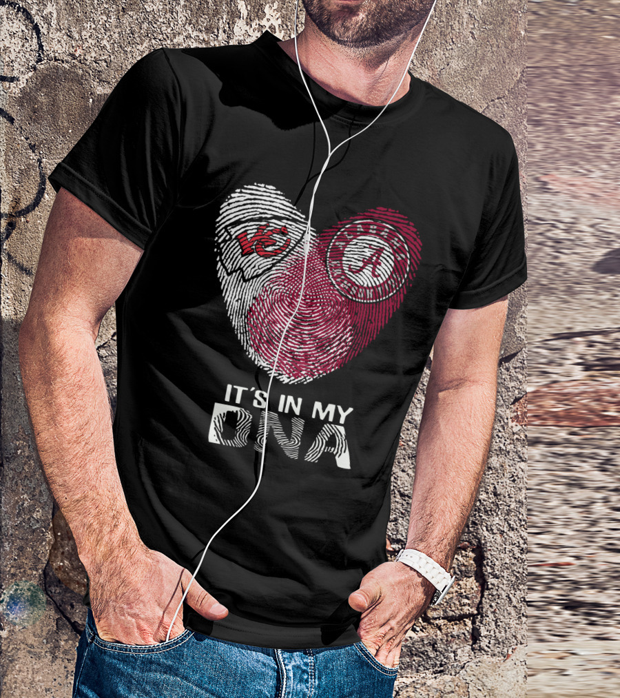 Chiefs Alabama It's In My DNA Fingerprint Kansas City Crimson Tide Heart T-Shirt
