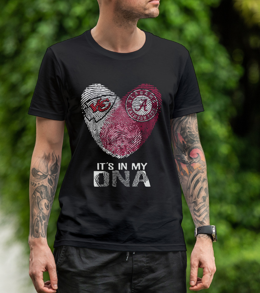 Chiefs Alabama It's In My DNA Fingerprint Kansas City Crimson Tide Heart T-Shirt