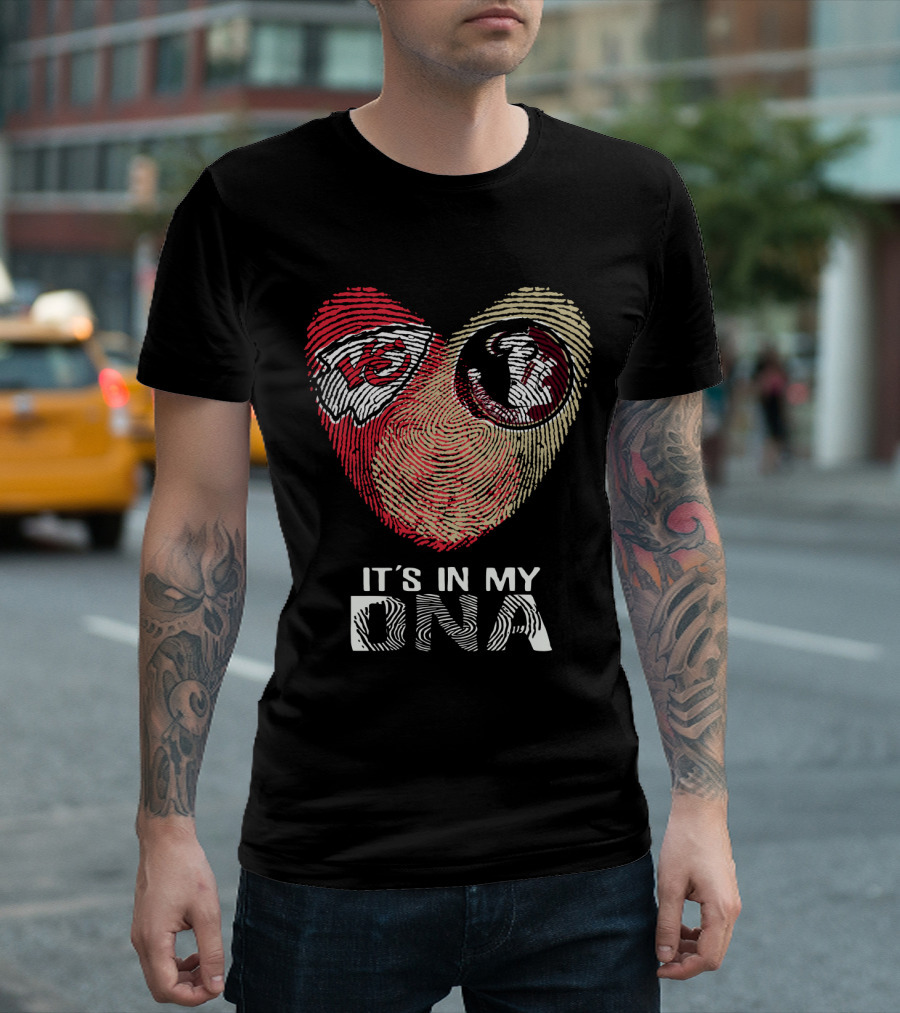Chiefs Seminoles Fingerprint Heart It's In My Dna T-Shirt