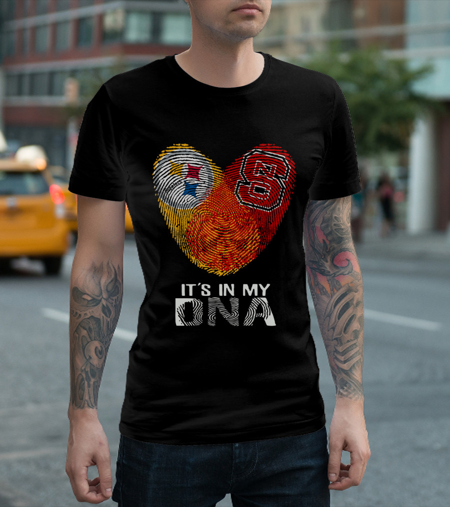 Steelers NC St It's In My DNA Fingerprint Heart T-Shirt