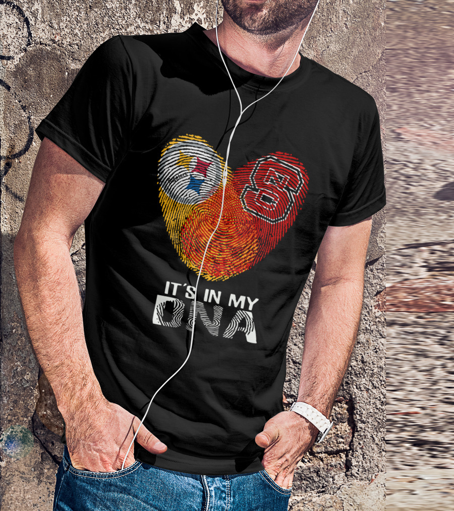 Steelers NC St It's In My DNA Fingerprint Heart T-Shirt
