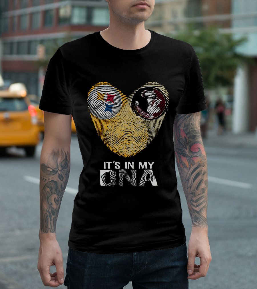 Steelers Seminoles It's In My DNA Fingerprint Heart T-Shirt