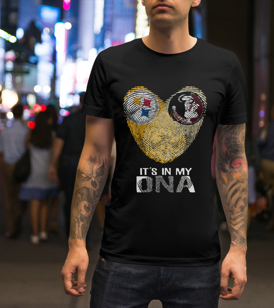 Steelers Seminoles It's In My DNA Fingerprint Heart T-Shirt