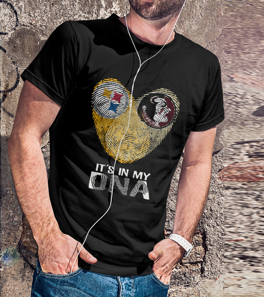 Steelers Seminoles It's In My DNA Fingerprint Heart T-Shirt
