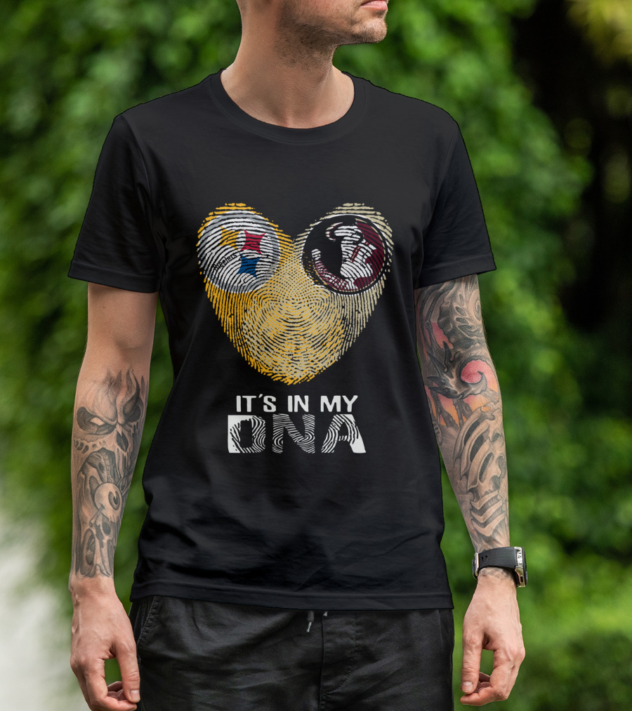 Steelers Seminoles It's In My DNA Fingerprint Heart T-Shirt