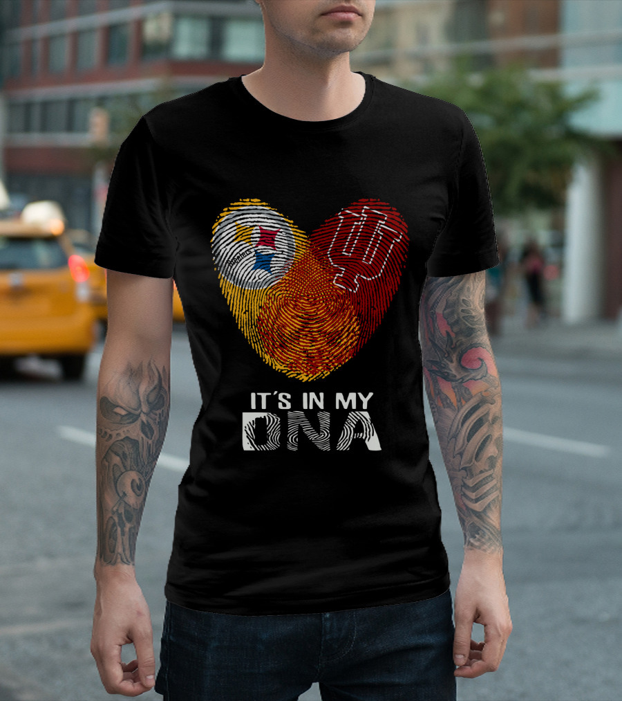 Steelers Indiana Hoosiers It's In My DNA Fingerprint Heart T-Shirt