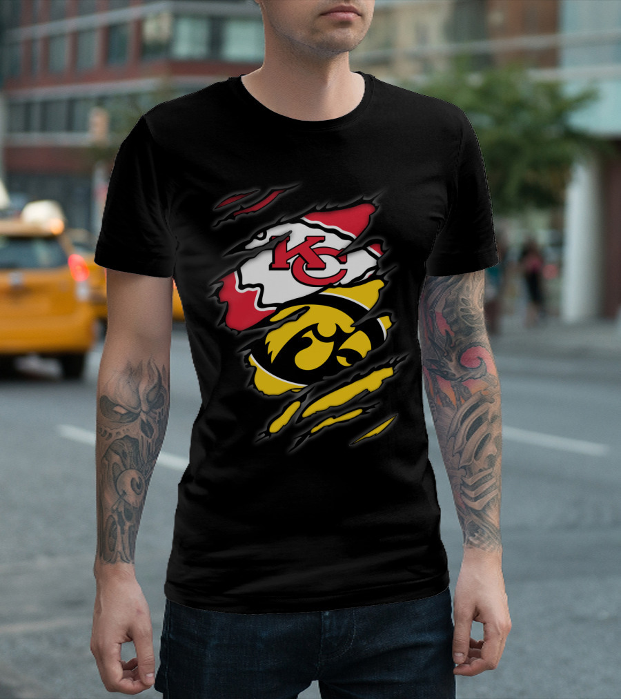 Chiefs Iowa Hawkeyes Kc Logo Fusion T-Shirt