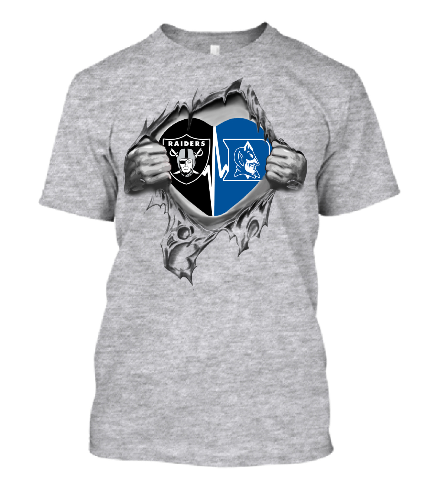 Raiders Duke Heartbeat Loyalty Football Basketball Fusion T-Shirt