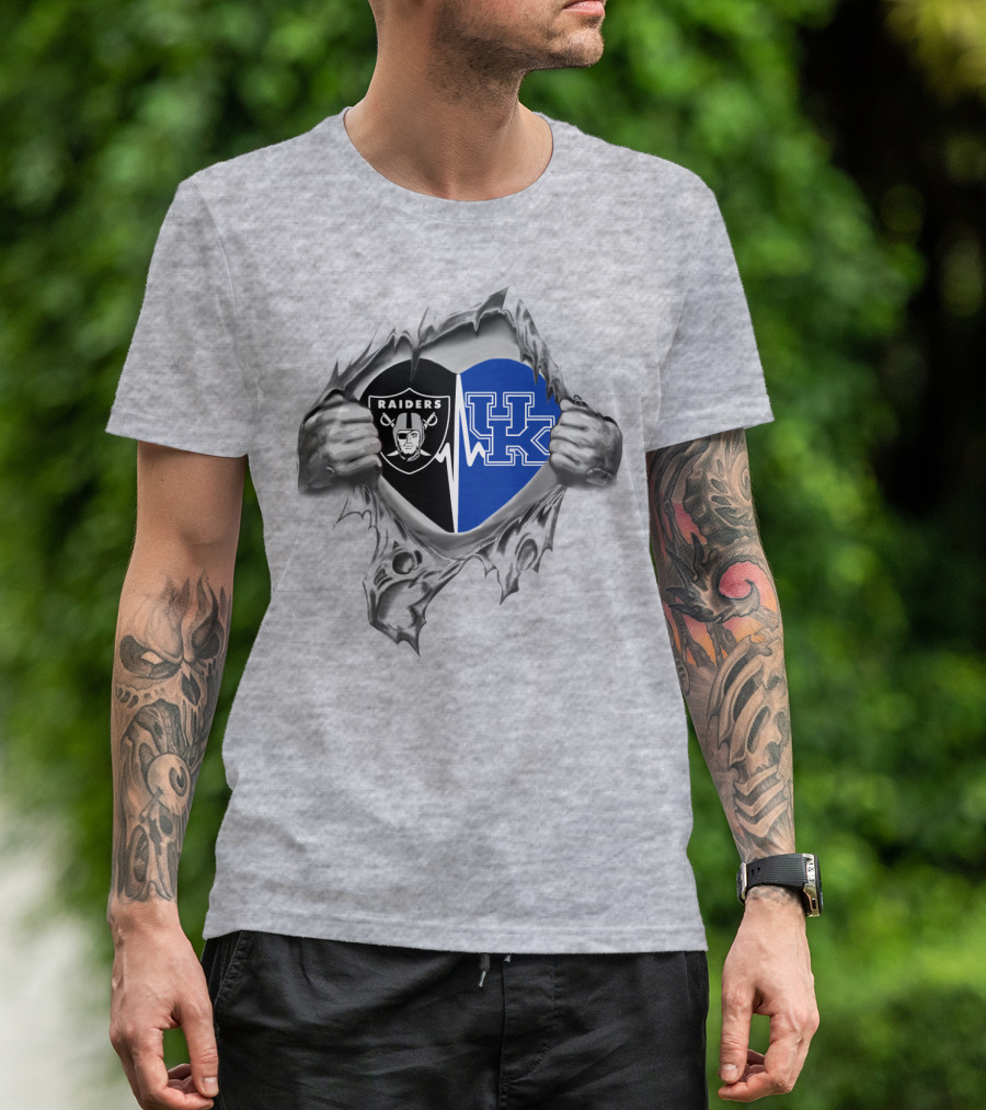 Raiders Uk Heartbeat Logo Split Kentucky T-Shirt