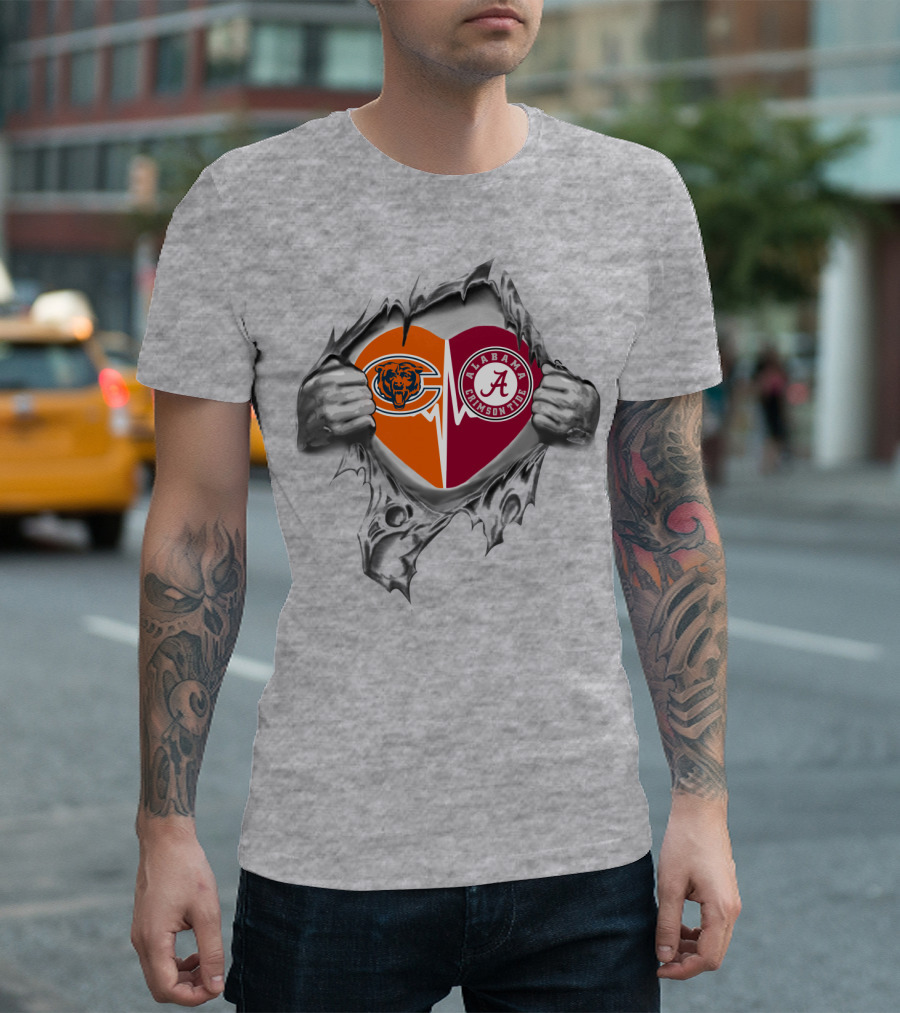 Bears Chicago Alabama Crimson Tide Heart T-Shirt