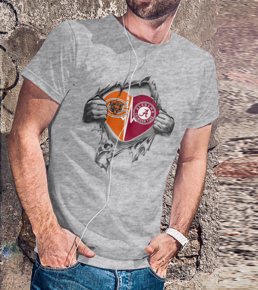 Bears Chicago Alabama Crimson Tide Heart T-Shirt
