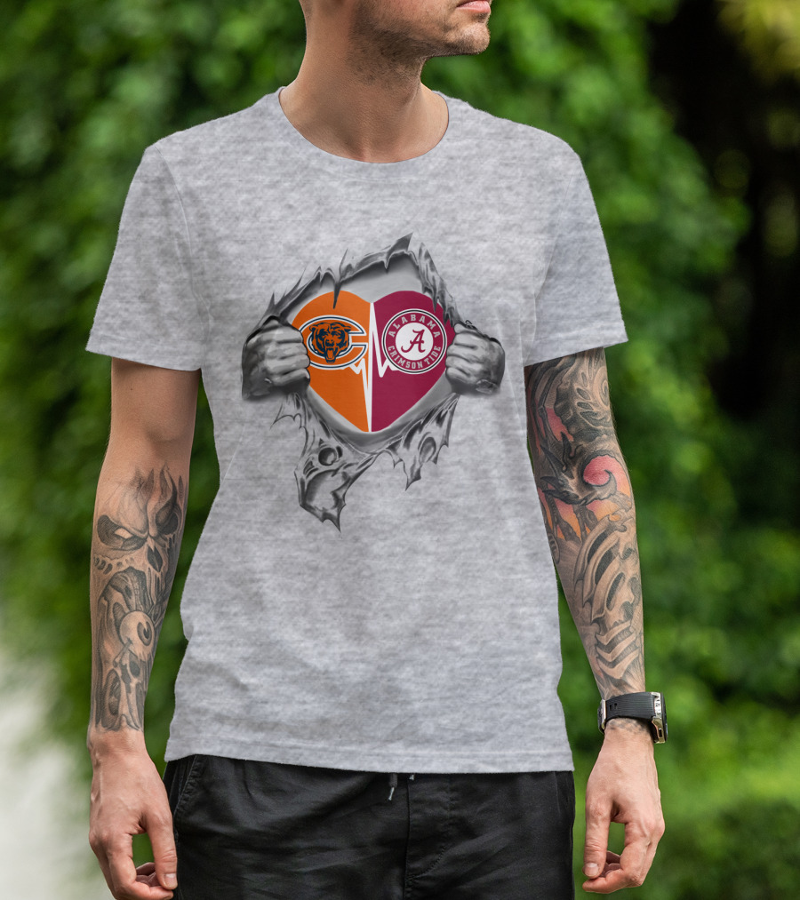 Bears Chicago Alabama Crimson Tide Heart T-Shirt