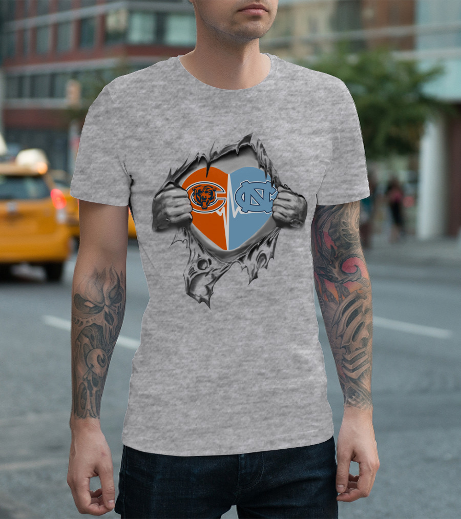 Bears Tar Heels Heart Break Open Logo Fusion T-Shirt