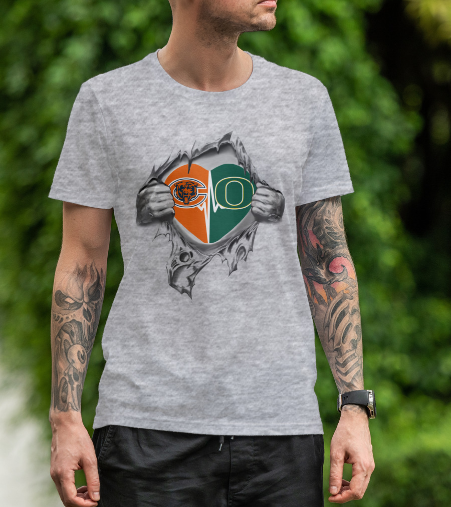 Chicago Bears Oregon Ducks Heart Inside My Chest T-Shirt