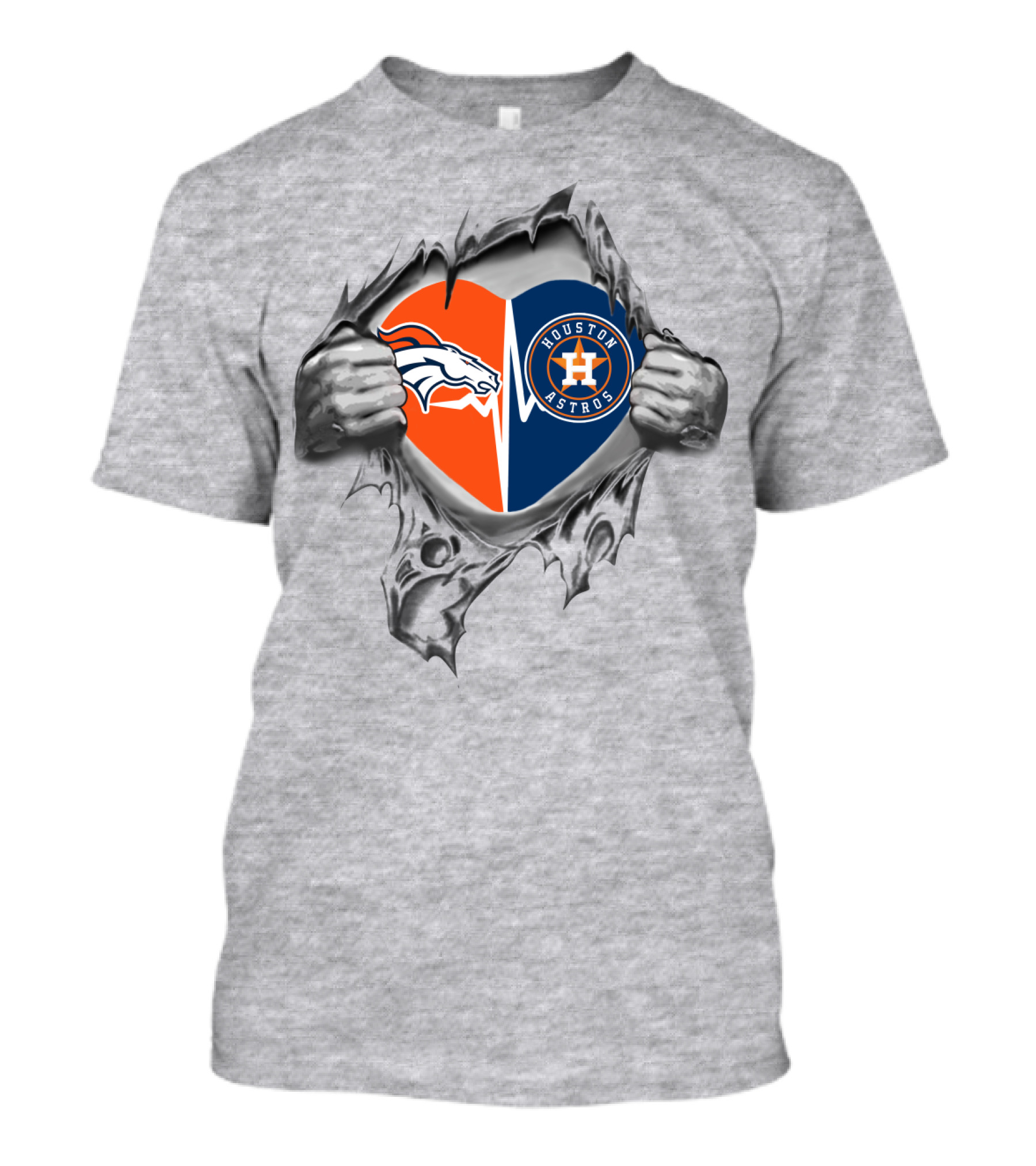 Broncos Astros Split Heart T-Shirt