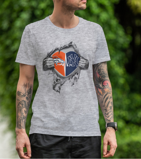 Broncos Yankees Heart T-Shirt