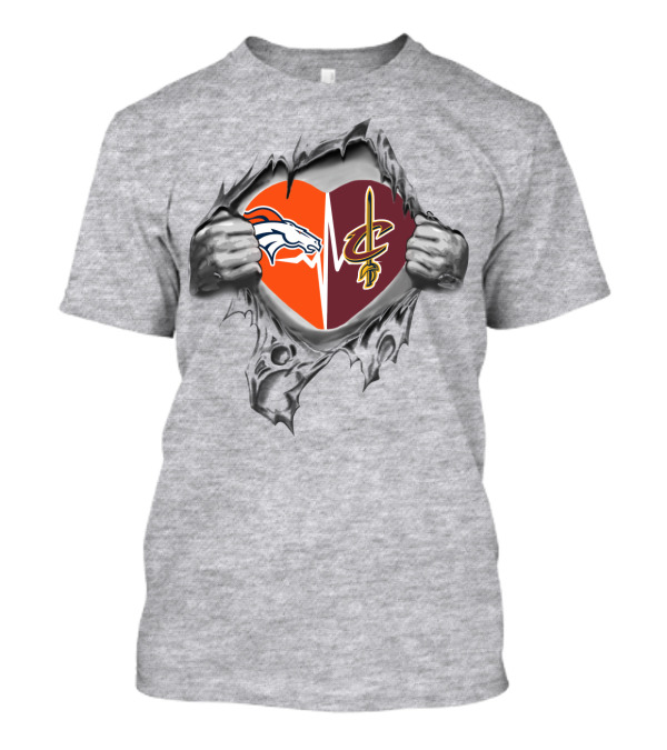 Broncos Cavaliers Heart Torn Open T-Shirt